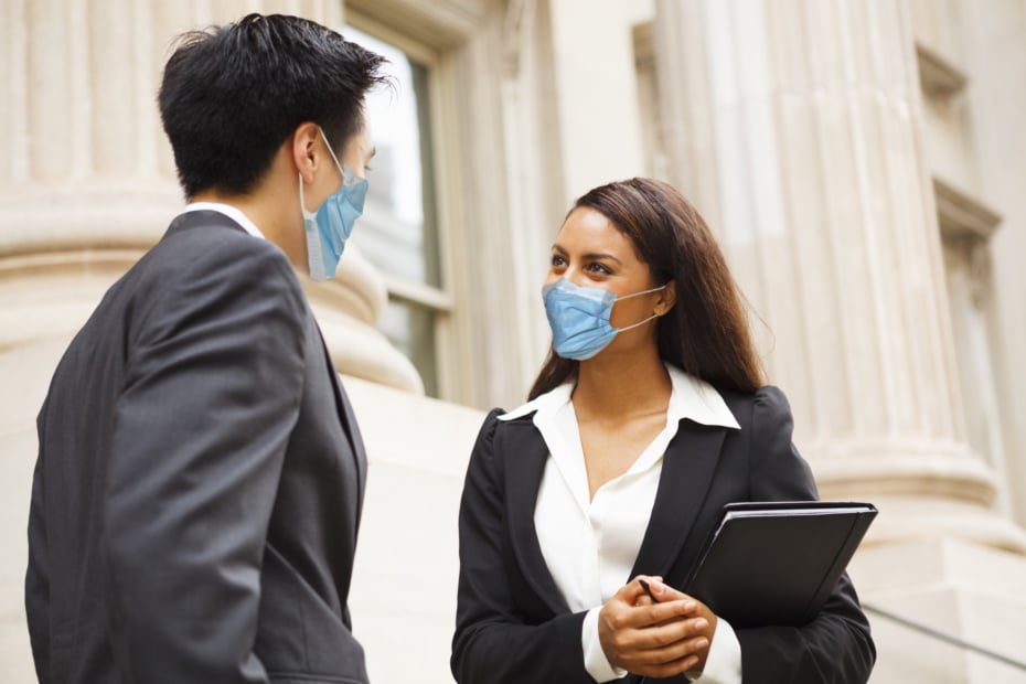 two lawyers wearing masks