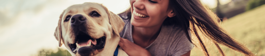 A woman and her dog.