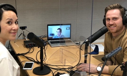 Image of lawyers recording podcast
