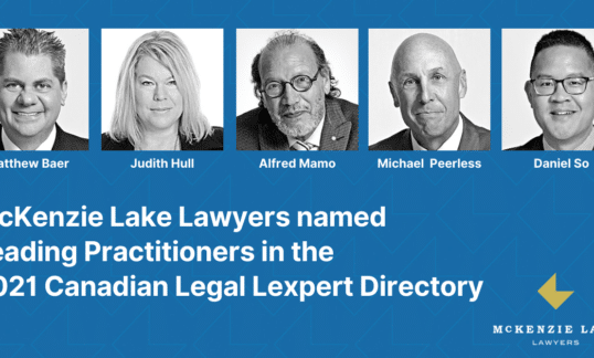 Mckenzie Lake Lawyers are named as Leading Practitioners in Canadian Legal Lexpert Directory