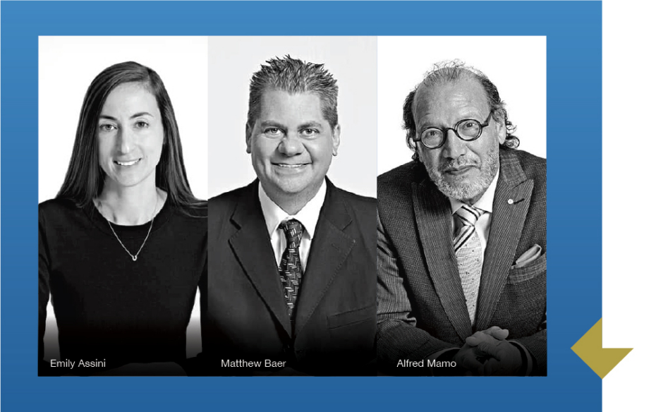 A group photo of lawyers Emily Assini, Matthew Baer and Alfred Mamo.